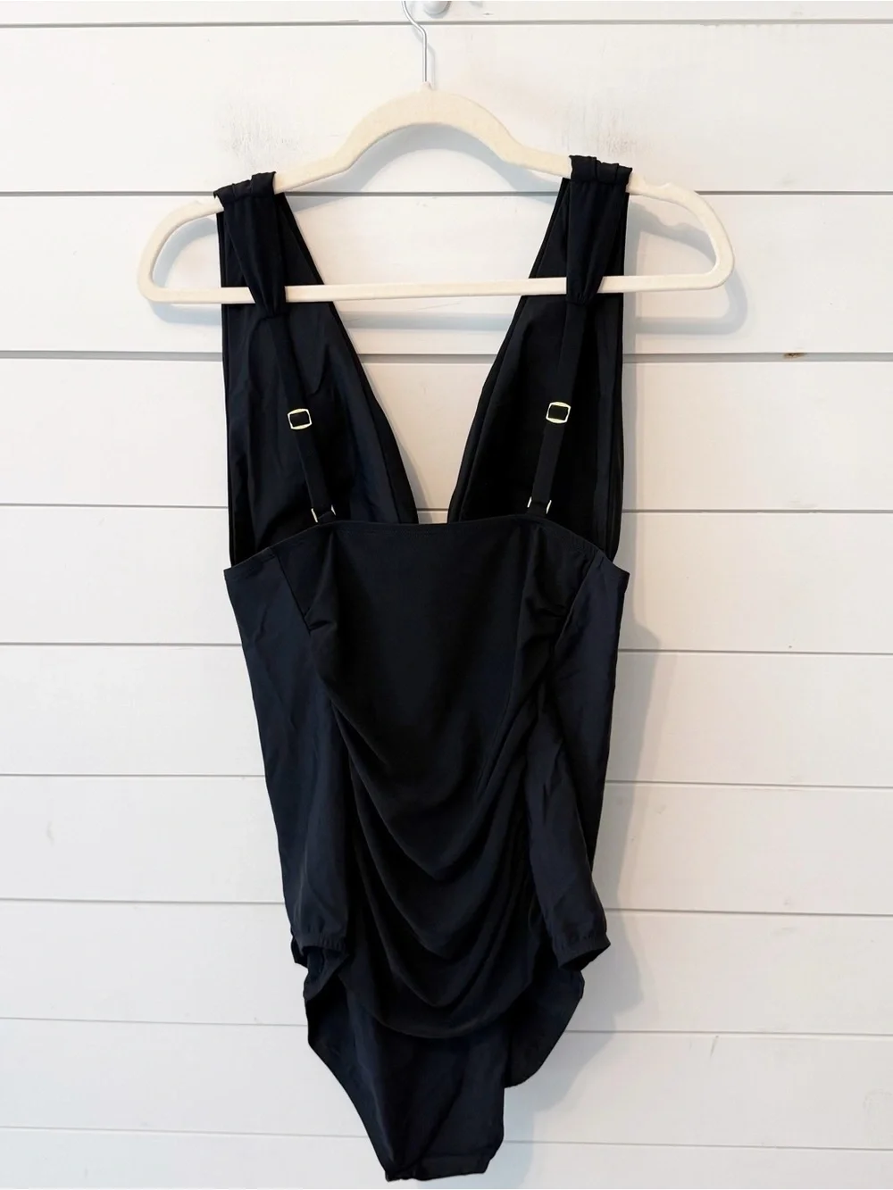 NWOTs Beyond Control | Solid Plunge V-Neck One-Piece Swimsuit in Black Size 16